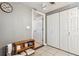 Bathroom features a large cabinet for linens and towels and a ceiling fan at 500 45Th S St, St Petersburg, FL 33711