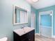 Bathroom with modern vanity, fixtures, and tiled flooring at 5623 Jobeth Dr, New Port Richey, FL 34652