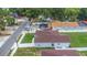 Aerial view of a residential neighborhood featuring homes with fenced yards and mature trees at 8505 N Brooks St, Tampa, FL 33604
