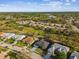 Expansive aerial view showcasing a neighborhood with well-maintained homes and lush green landscaping at 8818 Poe Dr, Hudson, FL 34667