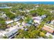 Scenic aerial view of a home nestled among trees, near a coastal area at 224 Ontario Ave, Crystal Beach, FL 34681