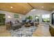 Bright sun room with large windows, tile floors, comfortable seating, and outdoor views at 29844 Baywood Ln, Wesley Chapel, FL 33543