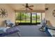 Relaxing screened lanai with comfortable seating and serene views of the golf course at 50 St Andrews Pl # 50, Oldsmar, FL 34677
