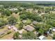 An aerial shot shows the home in its neighborhood setting with mature trees at 513 Tweed Ave, Seffner, FL 33584