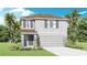 Two-story home with a gray exterior, gray shutters, and a two-car garage at 5231 Salt Marsh Rd, Wimauma, FL 33598
