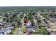 Overhead view highlighting the property with the lush, green surroundings and neighborhood streets at 633 47Th N Ave, St Petersburg, FL 33703