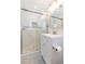 Bathroom with glass shower, modern vanity, and decorative tile at 7336 Cherry Laurel Dr, Port Richey, FL 34668