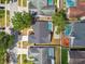Aerial view showcasing a home with a private backyard pool and mature trees for shade at 930 Balsamina Dr, Brandon, FL 33510