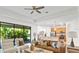 Open-concept living room boasts a comfortable seating area, large windows with natural light, and access to the kitchen at 11412 Autumn Leaf Way, Bradenton, FL 34212