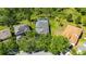 An aerial view highlighting a home with a pool, surrounded by green space and a vibrant neighborhood at 21744 Waverly Shores Ln, Land O Lakes, FL 34637