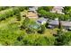 Aerial view of a beautiful home with a screened in pool and well maintained lawn in a lush, green neighborhood at 21744 Waverly Shores Ln, Land O Lakes, FL 34637