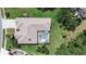 A high-angle image displaying a screened pool, manicured backyard, and established trees surrounding the property at 5460 Millbrook Way, Palm Harbor, FL 34685