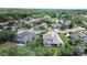 Bird's-eye view of a house with a screened pool, surrounded by trees and greenery, in a tranquil community at 5460 Millbrook Way, Palm Harbor, FL 34685