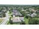 Aerial view of a property highlighting its screened pool, landscaping, and overall backyard space at 5460 Millbrook Way, Palm Harbor, FL 34685