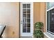 Inviting front door showcasing natural light and a decorative plant stand, adding a touch of elegance at 5702 Tides Pl, Apollo Beach, FL 33572