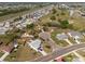 An aerial view showcases a well-planned community with single-Gathering homes, green spaces, and mature trees at 103 El Turco Ct, Sun City Center, FL 33573