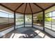 Interior view of a gazebo featuring multiple windowpanes with a textured ceiling and concrete floor at 103 El Turco Ct, Sun City Center, FL 33573