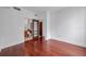 Hardwood floors and a connecting bathroom can be seen in this room in a residential property at 111 N 12Th St # 1614, Tampa, FL 33602