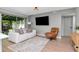 Cozy living room features modern furniture, a large TV, and a view into the home at 125 Siobhan Ave, Tampa, FL 33613