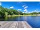 Idyllic view from the wooden dock overlooking a serene lake surrounded by lush greenery at 13329 N Armenia Ave, Tampa, FL 33613