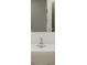 Modern bathroom vanity featuring a sleek chrome faucet, and simple fixtures, paired with a large mirror at 1814 Tropical Oasis Ave, Plant City, FL 33565