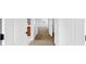Hallway with light beige carpeting, white walls, and a view of the bathroom at 312 Taxter Run Ln, Valrico, FL 33594