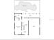 Detailed floor plan featuring a swimming pool, patio, porch, living room and primary bedroom at 921 Lynnlea Ln, Tarpon Springs, FL 34689