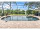 Stunning screened-in pool overlooking a tranquil lake with fountains, perfect for relaxation and outdoor enjoyment at 12304 Freesia Ct, Riverview, FL 33569