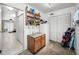 This room has a closet, cabinets, tile floor, and carpet at 14692 Seminole Trl, Seminole, FL 33776