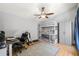 Bedroom featuring a bunk bed, desk, chair, and hardwood flooring at 3810 Darston St, Palm Harbor, FL 34685