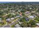 Aerial view of a neighborhood showcasing the property's location with mature trees and a glimpse of the water at 1842 Nebraska Ne Ave, St Petersburg, FL 33703
