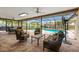 Inviting screened-in patio with comfortable seating around the pool, ideal for relaxation and leisure at 1916 38Th W St, Bradenton, FL 34205