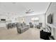 Bright living room with comfortable seating and modern ceiling fan at 19592 Breynia Dr, Lutz, FL 33558