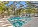A luxurious pool and spa surrounded by lush landscaping and a screened enclosure at 3411 W El Prado Blvd, Tampa, FL 33629