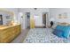 Spacious bedroom featuring a king-size bed with a floral cover and classic furnishings, perfect for relaxation at 4424 Pelorus Dr, New Port Richey, FL 34652