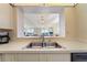 A double sink in a kitchen, offering a view of the living area and waterfront beyond at 6021 Bahia Del Mar Cir # 534, St Petersburg, FL 33715