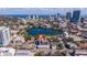 Aerial shot of the condo building near the lake, offering stunning city skyline views at 750 Burlington N Ave # 4L, St Petersburg, FL 33701