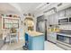 Spacious kitchen with gray cabinets, center island, stainless appliances, and ample light at 7500 N Ola Ave, Tampa, FL 33604