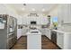 Kitchen featuring white cabinets, an island with stone countertops and stainless appliances at 13310 Waterford Run Dr, Riverview, FL 33569