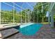 A screened-in pool and jacuzzi are surrounded by brick and landscaping at 13310 Waterford Run Dr, Riverview, FL 33569