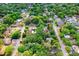 An aerial shot highlighting the property's location in a lush, tree-filled residential area at 2001 E Idlewild Ave, Tampa, FL 33610
