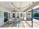 Covered patio with dining set, ceiling fan, and backyard views; perfect for outdoor entertaining at 2558 Arborwood Dr, Valrico, FL 33596