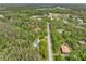 An aerial view of a home surrounded by dense trees and another house in the distance at 346 Ranch Rd, Tarpon Springs, FL 34688