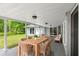 Covered patio with comfortable seating and outdoor dining area, perfect for enjoying the serene backyard views at 346 Ranch Rd, Tarpon Springs, FL 34688