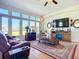 Bright and spacious living room with large windows, hardwood floors, and comfortable seating at 3625 Gaviota Dr, Ruskin, FL 33573