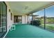 Enclosed patio with green carpet and a ceiling fan, providing outdoor views and light at 601 Riviera Bay Ne Dr, St Petersburg, FL 33702