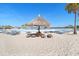 Beach area featuring tiki umbrellas and lounge chairs at 9617 Branching Ship Trce, Wesley Chapel, FL 33545