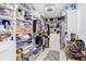 Spacious walk-in closet featuring custom shelving and ample storage solutions for organization at 9617 Branching Ship Trce, Wesley Chapel, FL 33545
