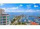Picturesque aerial view featuring the marina, waterfront, and city skyline, with clear blue waters at 100 1St N Ave # 1005, St Petersburg, FL 33701