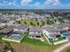 An aerial view highlights spacious backyards, pools, and patios in a suburban neighborhood at 13042 Pennybrook Dr, Riverview, FL 33579